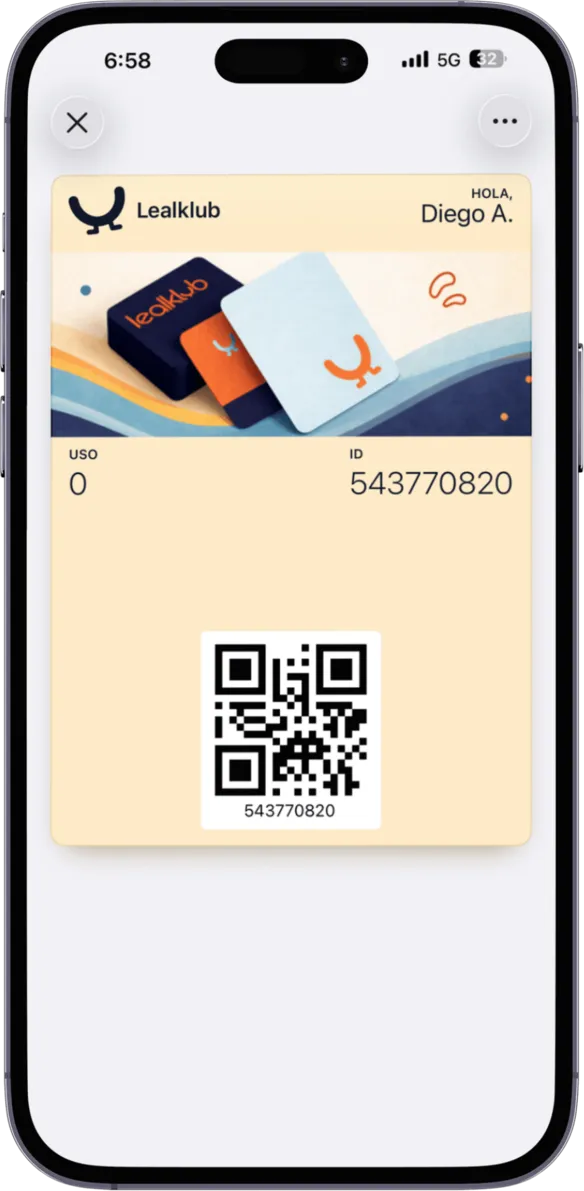 Tarjeta digital de membresía en Apple Wallet
