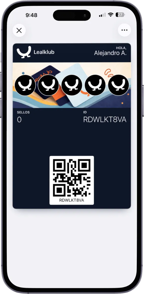 Tarjeta digital de sellos en Apple Wallet